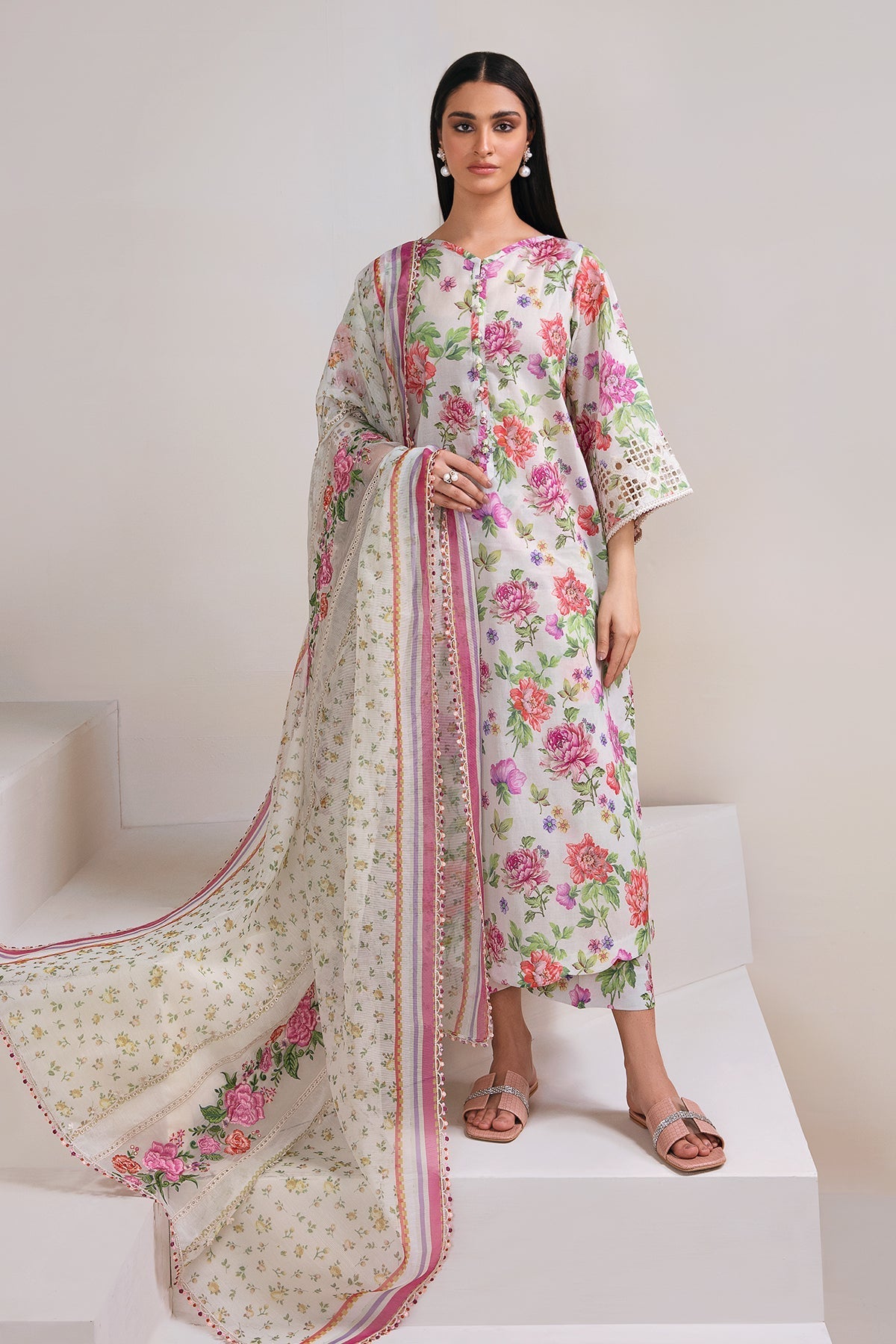 Baroque 2 pcs Printed Unstitched Lawn Suit - UF-356